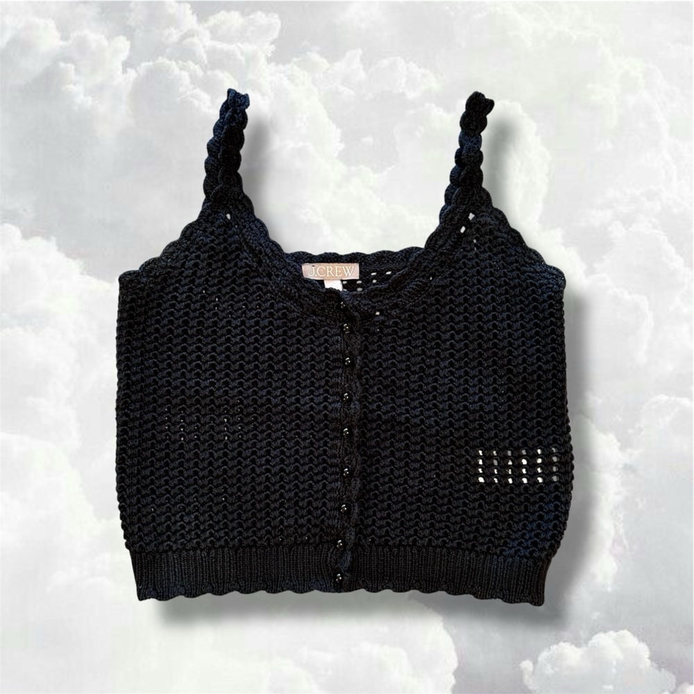J. Crew Black Crochet Knit Tank Top